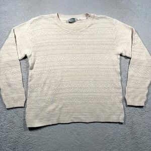 Vintage Northern Reflections Sweater Womens M Cream Textured Knit Canada VTG